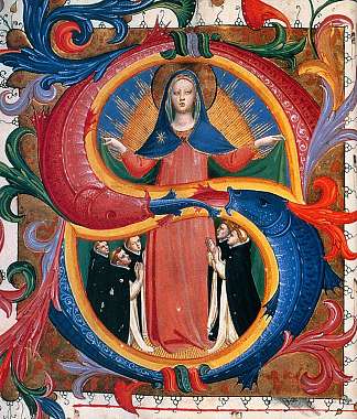 慈悲圣母与跪着的修道士 Madonna of Mercy with Kneeling Friars (c.1424)，弗拉·安吉利科