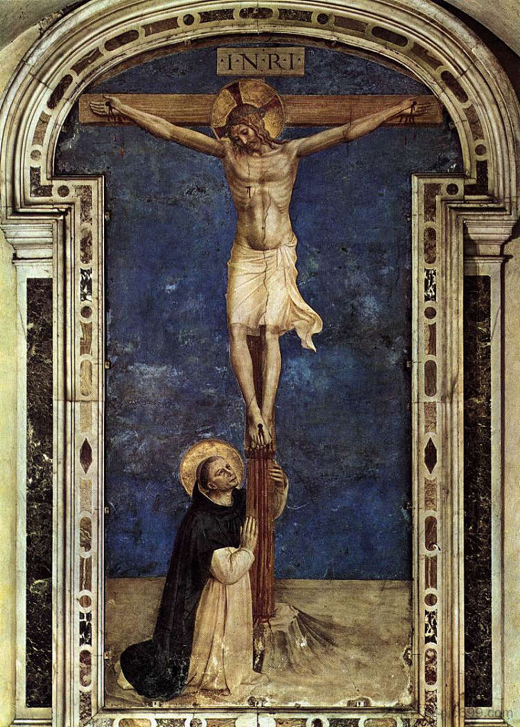 圣多米尼克崇拜十字架 Saint Dominic Adoring the Crucifixion (1441 - 1442)，弗拉·安吉利科