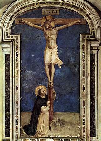 圣多米尼克崇拜十字架 Saint Dominic Adoring the Crucifixion (1441 – 1442)，弗拉·安吉利科