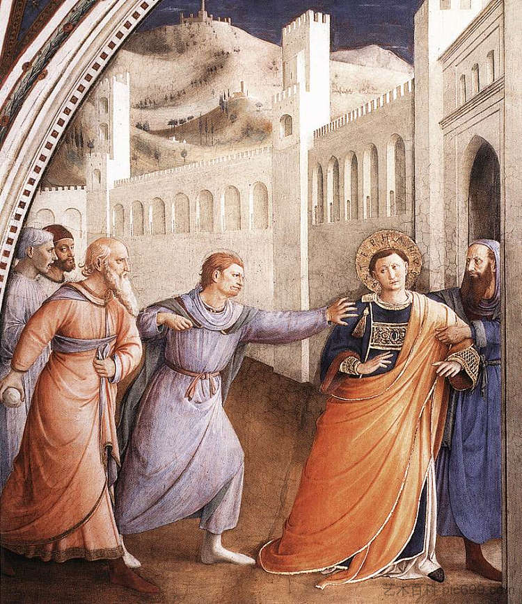 圣斯蒂芬被引向殉道 St. Stephen Being Led to his Martyrdom (1447 - 1449)，弗拉·安吉利科