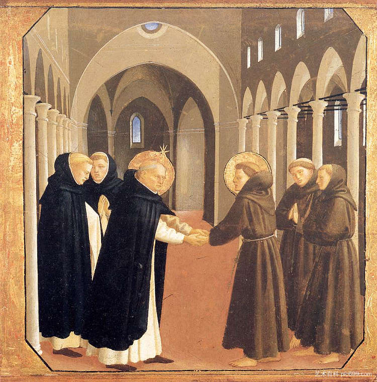 圣多米尼克和阿西西的弗朗西斯会面 The Meeting of Sts. Dominic and Francis of Assisi (1434 - 1435)，弗拉·安吉利科