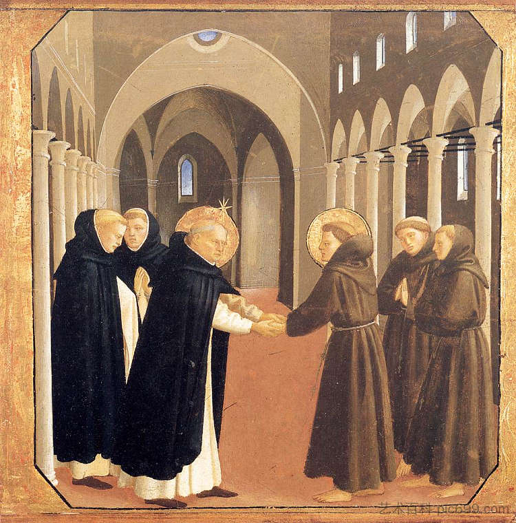 圣多米尼克和阿西西的弗朗西斯会面 The Meeting of Sts. Dominic and Francis of Assisi (1434 - 1435)，弗拉·安吉利科