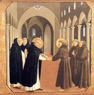 圣多米尼克和阿西西的弗朗西斯会面 The Meeting of Sts. Dominic and Francis of Assisi (1434 – 1435)，弗拉·安吉利科