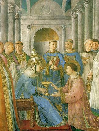 圣劳伦斯的祝圣 The ordination of St. Lawrence (1447 – 1449)，弗拉·安吉利科