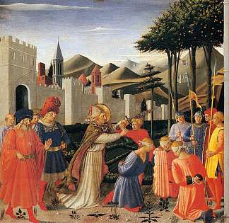 圣尼古拉斯的故事：三个无辜者的解放 The Story of St. Nicholas: The Liberation of Three Innocents (1447 – 1448)，弗拉·安吉利科
