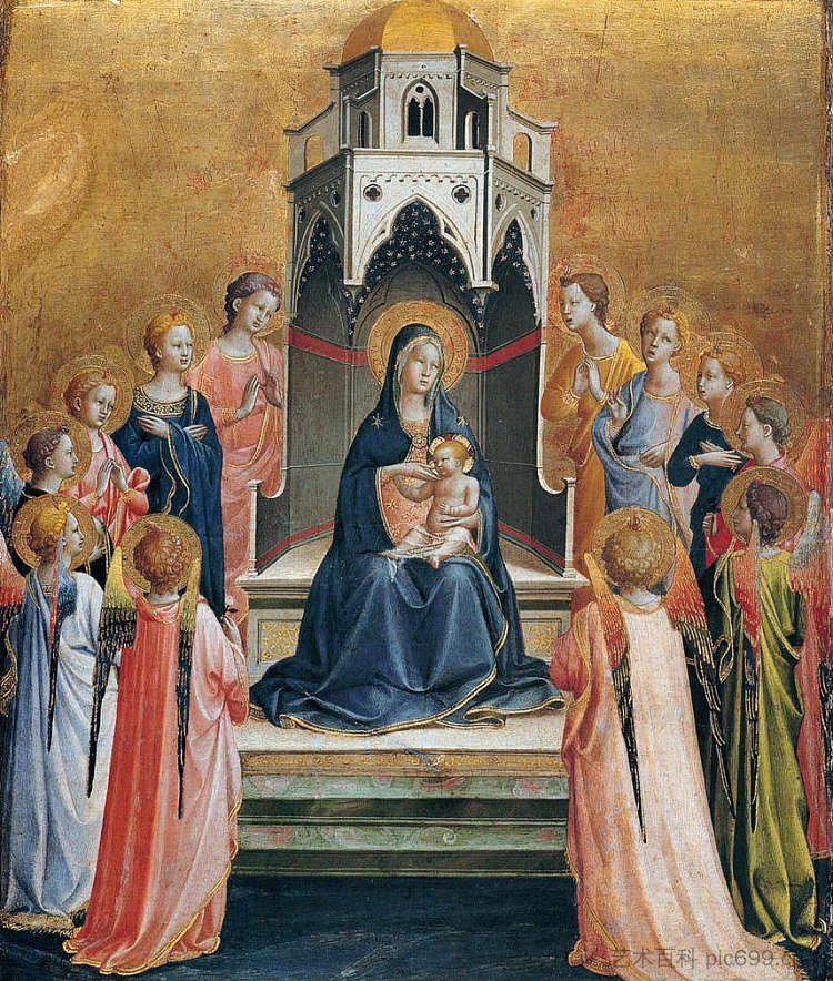 圣母子与十二天使登基 Virgin and Child Enthroned with Twelve Angels (c.1430)，弗拉·安吉利科