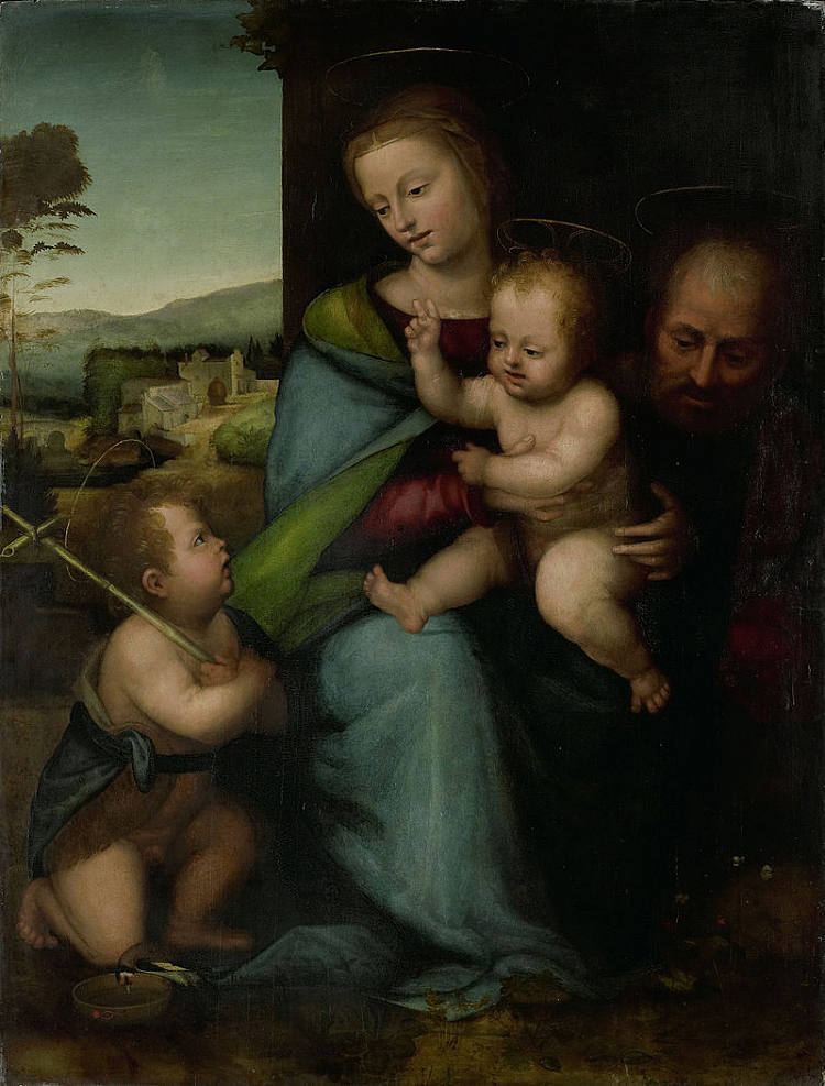 神圣家族与施洗约翰 The Holy Family with John the Baptist (c.1505 - c.1515; Florence,Italy  )，弗拉·巴尔托洛梅奥