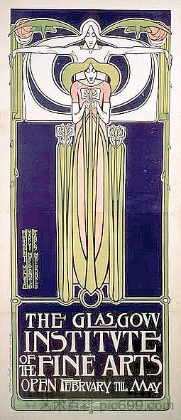 格拉斯哥美术学院海报 Poster for the Glasgow Institute of the Fine Arts (1896)，弗朗西丝·麦克唐纳