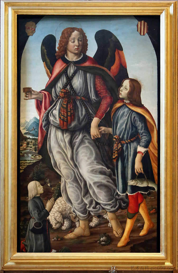 大天使拉斐尔和托比奥罗 Arcangelo Raffaele e Tobiolo (1475),弗朗西斯科·波蒂西尼