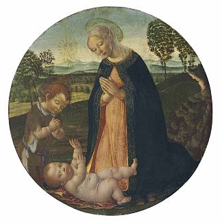 麦当娜和孩子与婴儿施洗者圣约翰 Madonna and Child with the Infant St. John the Baptist (c.1487)，弗朗西斯科·波蒂西尼