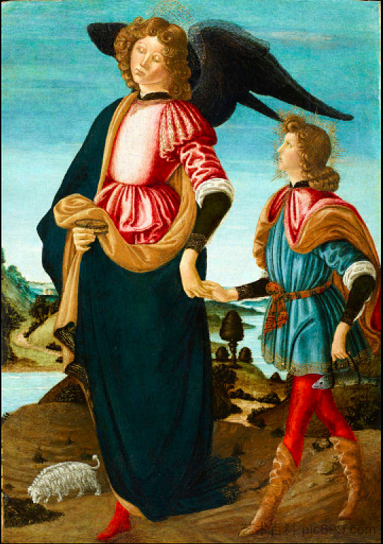 托比亚斯和大天使拉斐尔 Tobias and the Archangel Raphael (1485)，弗朗西斯科·波蒂西尼