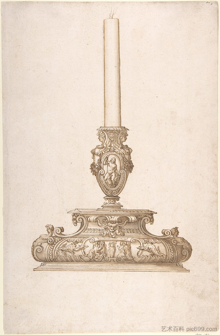 烛台设计 Design for a Candlestick，弗朗切斯科·德·罗西（弗朗切斯科·萨尔维亚蒂），“狙击手”