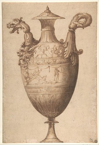 设计带有大力神和法尔内塞百合花的花瓶 Design for a Vase with Hercules and Farnese Lilies，弗朗切斯科·德·罗西（弗朗切斯科·萨尔维亚蒂），“狙击手”