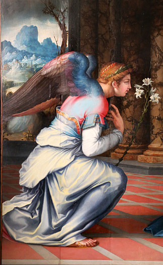 天使报喜（详情） Annunciation (detail) (c.1534)，弗朗切斯科·德·罗西（弗朗切斯科·萨尔维亚蒂），“狙击手”