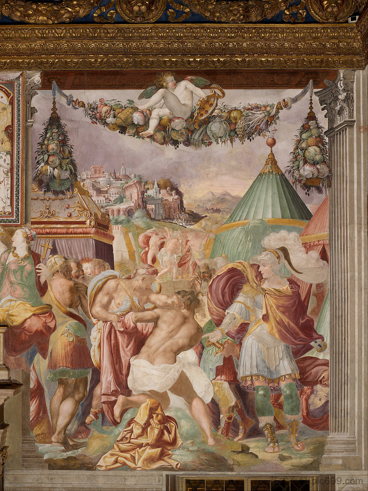 卡米洛惩罚法莱里奸诈的老师 Camillo Punishes the Treacherous Teacher from Falerii (1545),弗朗切斯科·德·罗西(弗朗切斯科·萨尔维亚蒂),“狙击手”