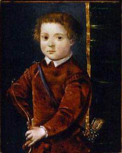 乔瓦尼·迪·科西莫·德·美第奇小时候拿着弓箭的肖像 Portrait of Giovanni Di Cosimo De’ Medici as a Child with a Bow and Arrow (1546)，弗朗切斯科·德·罗西（弗朗切斯科·萨尔维亚蒂），“狙击手”