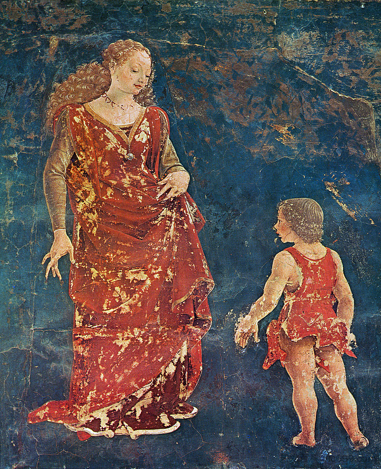 四月。希法诺亚宫的壁画（局部） April. Fresco in Palazzo Schifanoia (detail) (1470)，弗朗切斯科·德尔·科萨