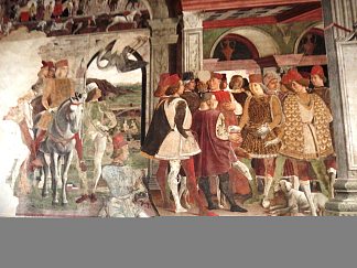 四月。希法诺亚宫的壁画（局部） April. Fresco in Palazzo Schifanoia (detail) (1470)，弗朗切斯科·德尔·科萨