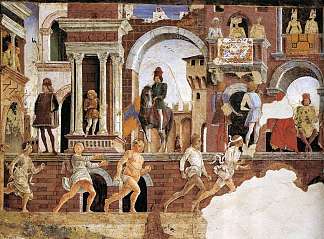 四月。希法诺亚宫的壁画（局部） April. Fresco in Palazzo Schifanoia (detail) (1470)，弗朗切斯科·德尔·科萨