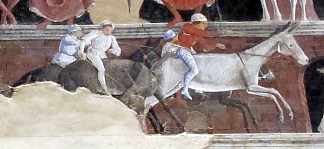 四月。希法诺亚宫壁画（局部） April. Frescos in Palazzo Schifanoia (detail) (1470)，弗朗切斯科·德尔·科萨