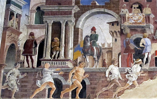 四月。希法诺亚宫壁画（局部） April. Frescos in Palazzo Schifanoia (detail) (1470)，弗朗切斯科·德尔·科萨