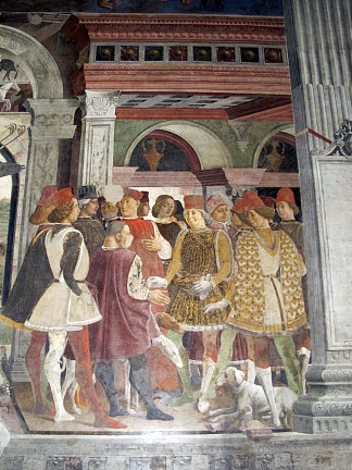 四月。希法诺亚宫壁画（局部） April. Frescos in Palazzo Schifanoia (detail) (1470)，弗朗切斯科·德尔·科萨
