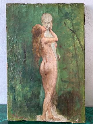 裸体女人亲吻雕像 Nude woman kissing a statue，弗朗切斯科·迪迪奥尼