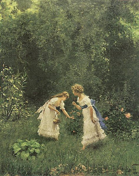 花园里两个女人的肖像 Portrait of two women in the garden，弗朗切斯科·迪迪奥尼