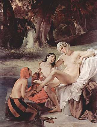沐浴拔示巴 Bathing Bathsheba (1834; Italy                     )，弗朗切斯科·海兹