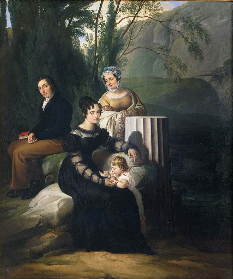 斯坦帕迪松奇诺的全家福 Family Portrait of the Stampa di Soncino (1822 - 1823; Italy  )，弗朗切斯科·海兹