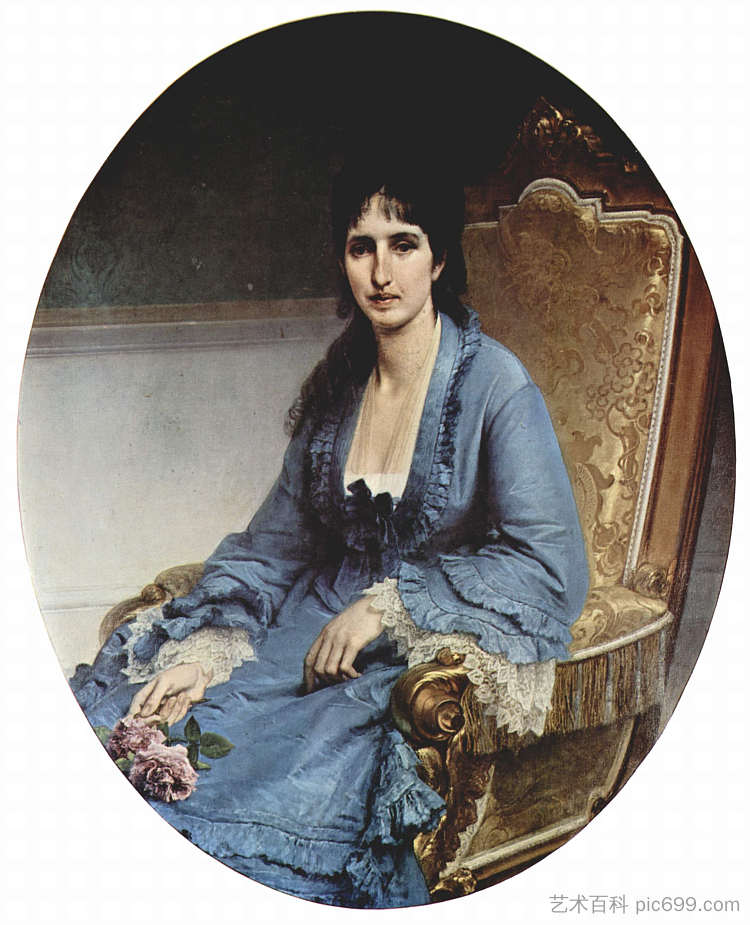 安东尼埃塔·内格罗尼·普拉蒂·莫罗西尼的肖像 Portrait of Antonietta Negroni Prati Morosini (1872; Italy  )，弗朗切斯科·海兹