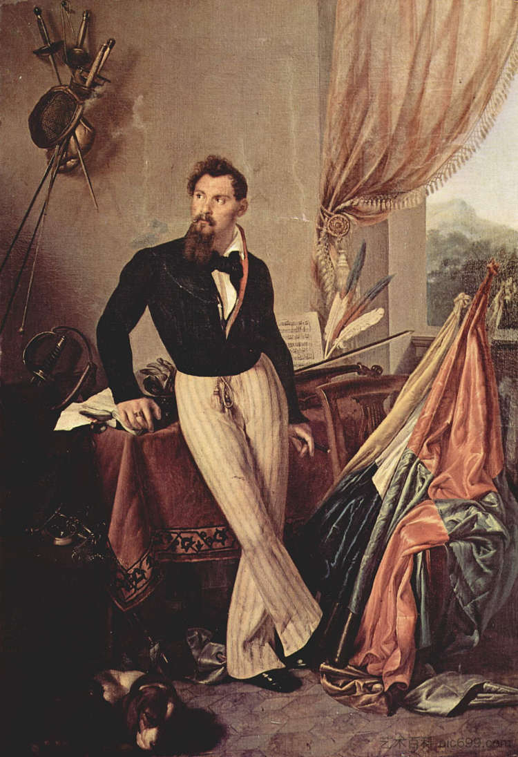 孔特·巴廖尼的肖像 Portrait of Conte Baglioni (c.1860; Italy  )，弗朗切斯科·海兹