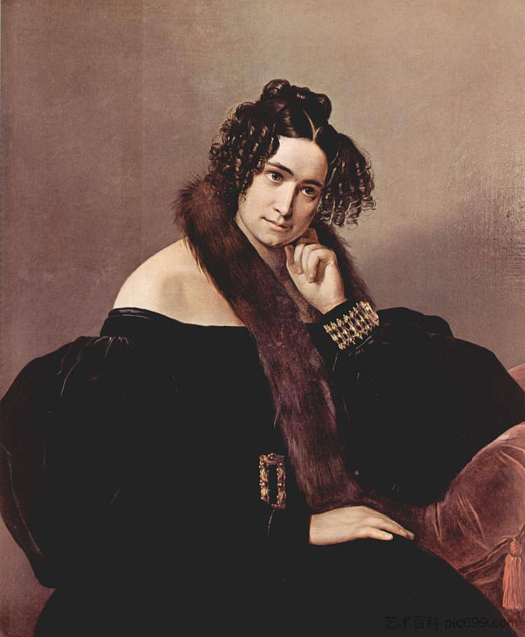 费利西娜·卡里奥·佩雷戈·迪·克雷姆纳戈的肖像 Portrait of Felicina Caglio Perego di Cremnago (1842; Italy ),弗朗切斯科·海兹