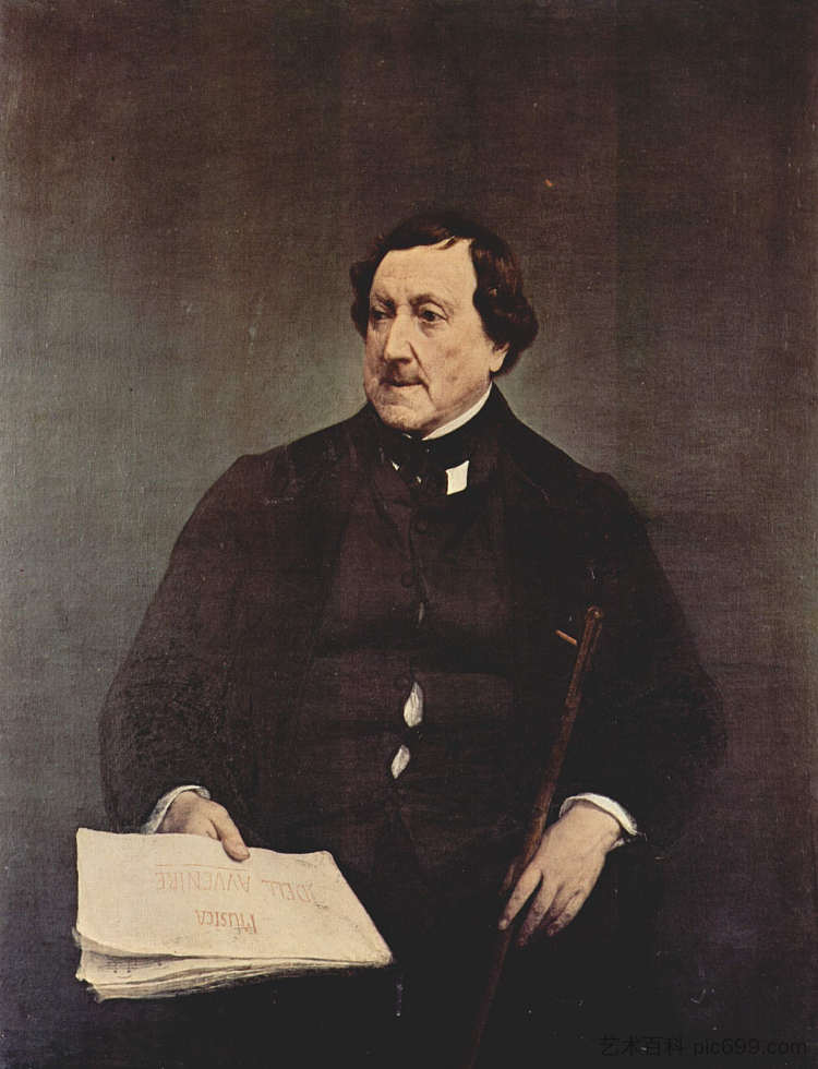 焦阿基诺·罗西尼的肖像 Portrait of Gioacchino Rossini (1870; Italy  )，弗朗切斯科·海兹