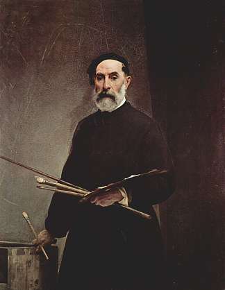 自画像 Self-portrait (c.1861; Italy                     )，弗朗切斯科·海兹