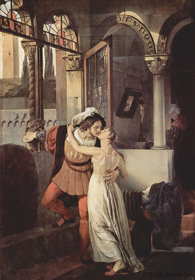 罗密欧与朱丽叶的最后一吻 The last kiss of Romeo and Juliet (1823; Italy  )，弗朗切斯科·海兹