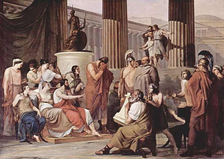 尤利西斯在阿尔西诺斯宫廷 Ulysses at the court of Alcinous (1813 - 1815; Italy  )，弗朗切斯科·海兹