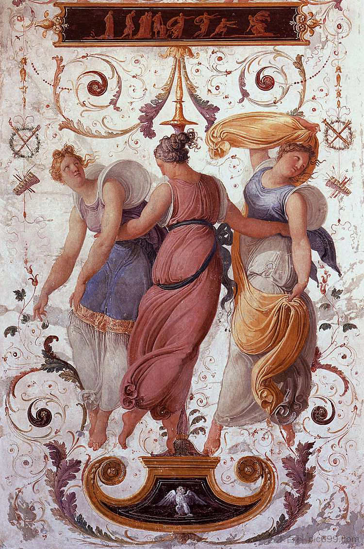 墙面装饰(局部) Wall Decoration (detail) (1817),弗朗切斯科·海兹