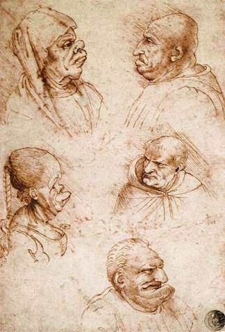 五个怪诞的头 Five Grotesque Heads (1515)，弗朗切斯科·梅尔齐