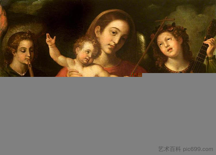 麦当娜和孩子与音乐制作天使 Madonna and Child with Music-making Angels，弗朗切斯科·里巴尔塔