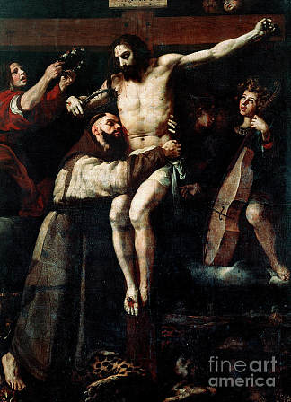 阿西西的圣弗朗西斯拥抱被钉十字架的基督 Saint Francis of Assisi Embracing the Crucified Christ，弗朗切斯科·里巴尔塔