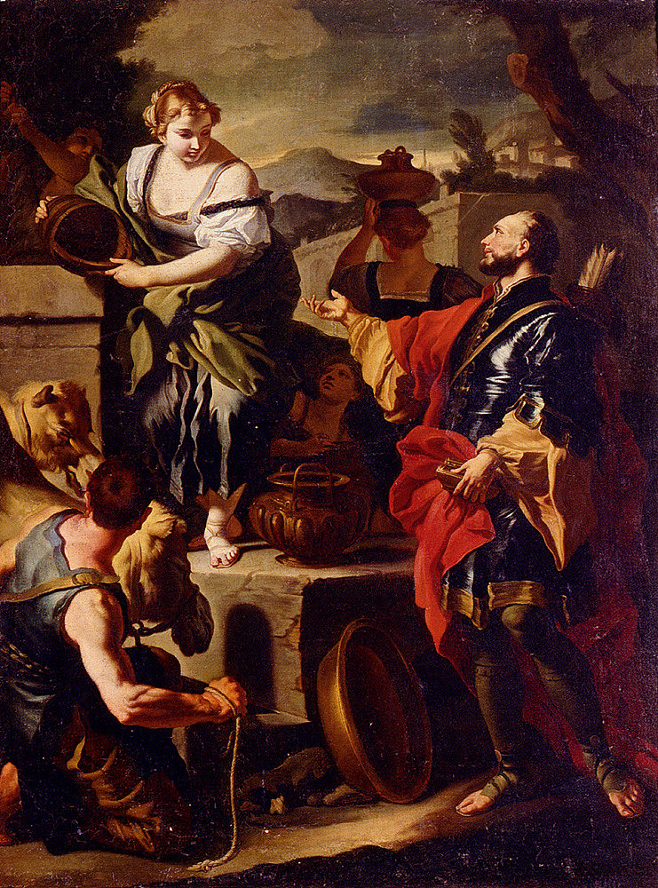 丽贝卡和以利以泽在井边 Rebecca and Eliezer at the Well,弗朗西斯科·索利梅纳