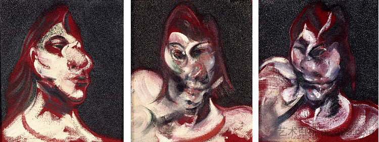 亨丽埃塔·莫赖斯肖像的三项研究 Three Studies for Portrait of Henrietta Moraes (1963),弗朗西斯·培根