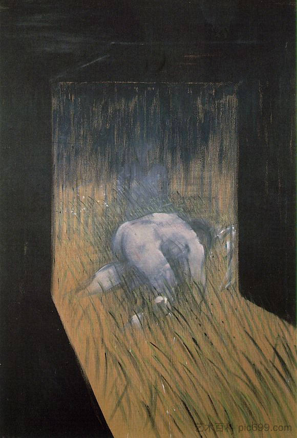 跪在草地上的男人 Man Kneeling in Grass (1952)，弗朗西斯·培根