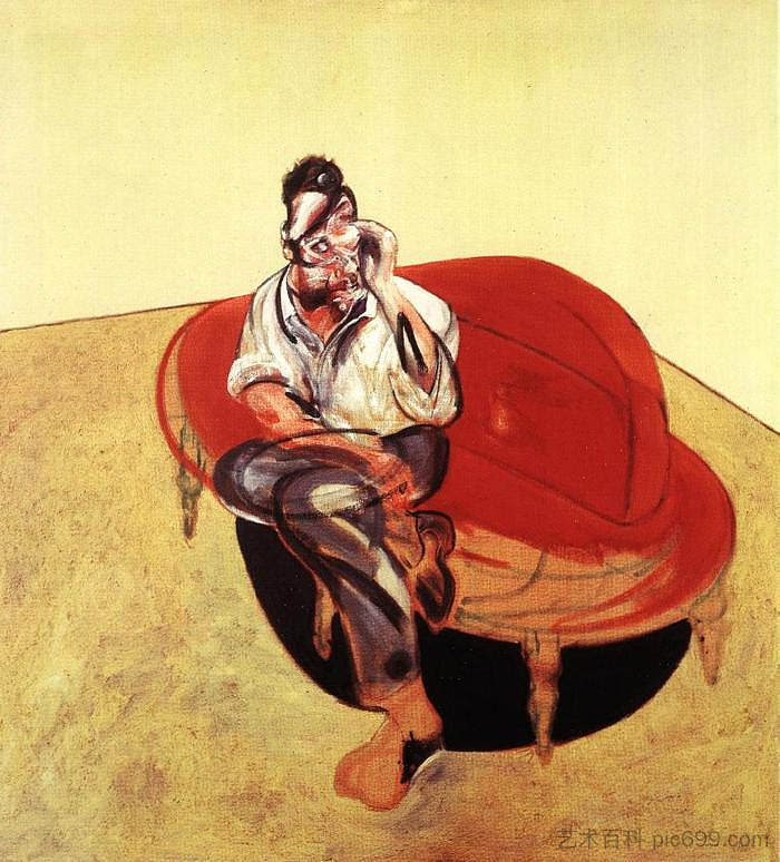 卢西安·弗洛伊德在橙色沙发上的肖像 Portrait of Lucian Freud on orange couch (1965)，弗朗西斯·培根