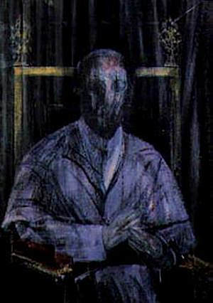 研究教皇庇护十二世的想象肖像 Study Imaginary Portrait of Pope Pius XII (1955)，弗朗西斯·培根