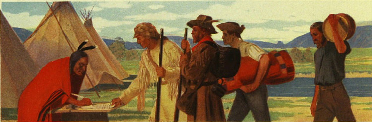 8. 从印第安人那里购买土地 8. Buying Land from the Indians (1909)，弗朗西斯·戴维斯·米勒