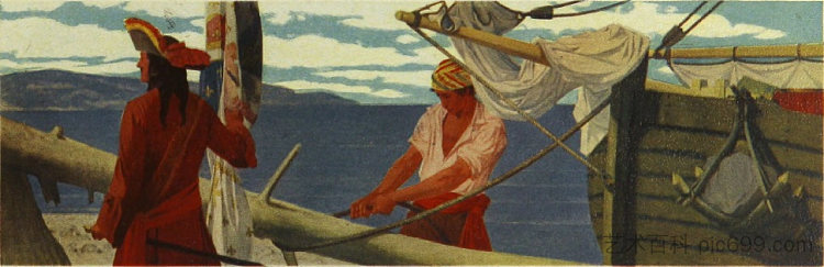 4. 伊利湖上的拉萨尔 4. Lasalle on Lake Erie (1909),弗朗西斯·戴维斯·米勒