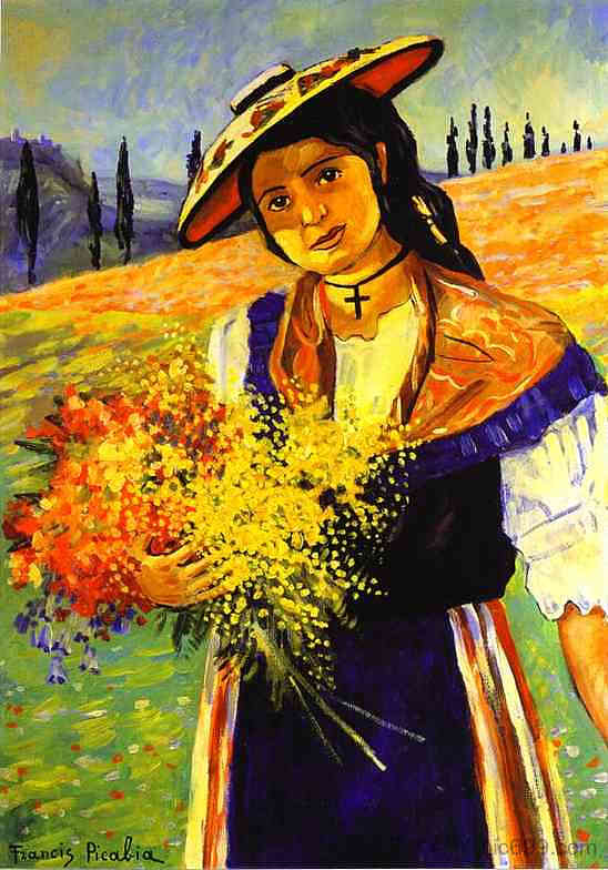 带花的年轻女孩 Young Girl with Flowers (c.1941 - c.1942)，弗朗西斯·毕卡比亚