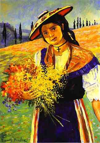 带花的年轻女孩 Young Girl with Flowers (c.1941 – c.1942)，弗朗西斯·毕卡比亚